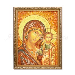 Картина-Икона Казанская БМ, янтарь
