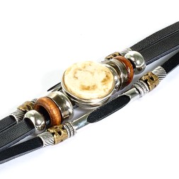 Браслет &quot;Трио&quot; из Янтаря на кожаном ремешке (в ассортименте)