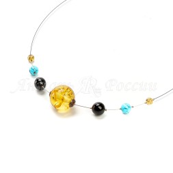 Колье &quot;Акцент&quot; из Янтаря и бирюзы