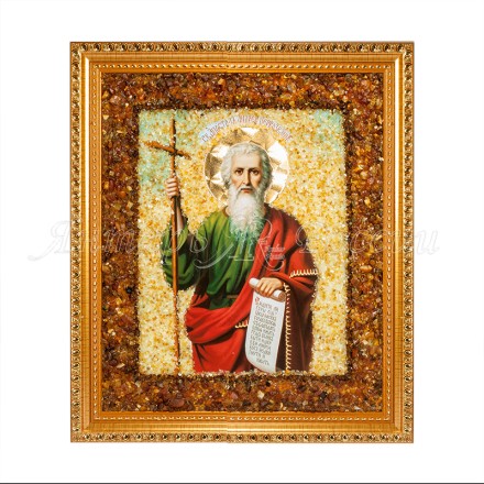 Икона св. Андрей Первозванный (рост), янтарь купить в Новосибирске