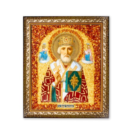 Икона св.Николай Чудотворец, янтарь купить в Новосибирске