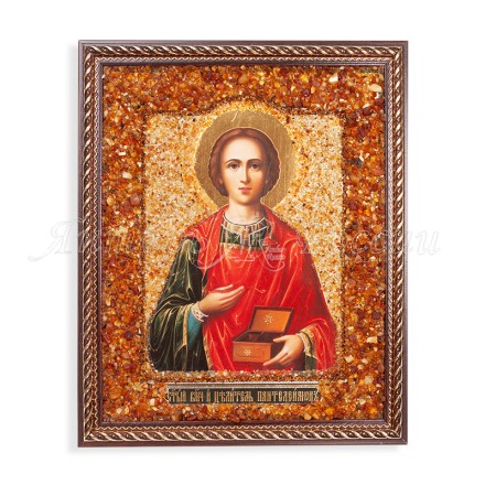 Икона из Янтаря св. Пантелеймон купить в Новосибирске