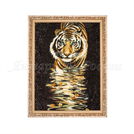 Картина &quot;Тигр на водопое&quot; из Янтаря купить в Новосибирске