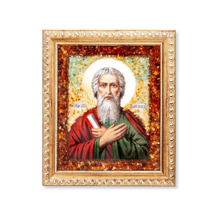 Икона  св. Андрей Первозванный (лик), янтарь купить в Новосибирске