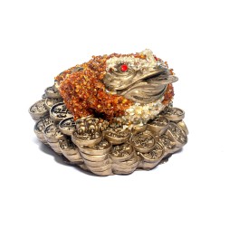 Жаба большая с монетами Янтарь/Керамика