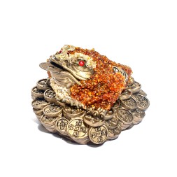 Жаба большая с монетами Янтарь/Керамика