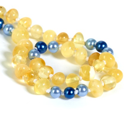 Бусы детские &quot;Мятый шар&quot; из Янтаря с перламутром купить