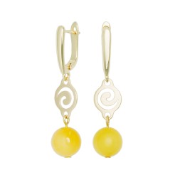 Серьги &quot;Шар&quot; из Янтаря и юв сплава