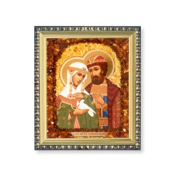 Икона из Янтаря св. Петр и Феврони(лики)