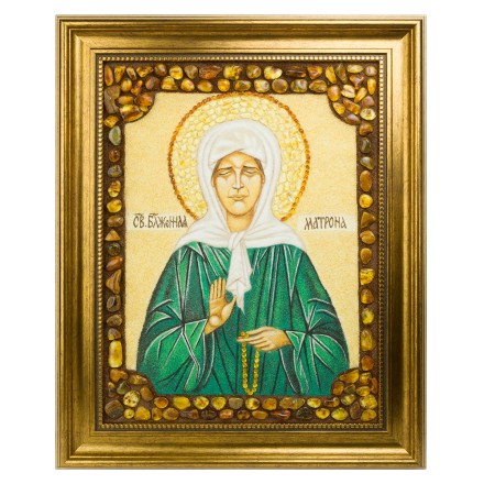 Икона-картина &quot;св. Матрона&quot; из Янтаря купить