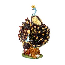 Павлины на подставке Янтарь/полистоун