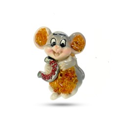 Мышь &quot;пожелание&quot;  Янтарь, керамика