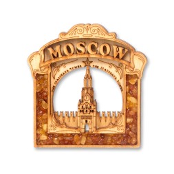 Магнит Москва Спасская башня Дерево/Янтарь