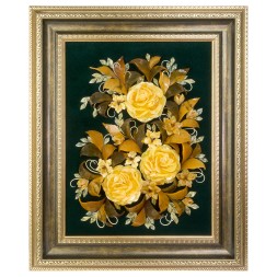 Панно &quot;Бархат22&quot; из Янтаря и зеленого бархата