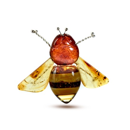 Брошь &quot;Пчела&quot; из янтаря и юв. сплава купить