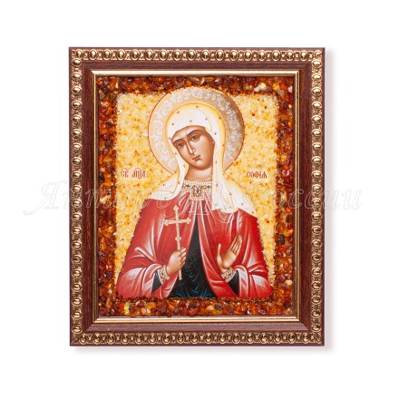 Икона из янтаря св.София купить в Новосибирске