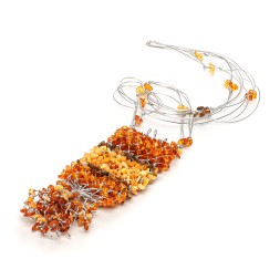 Чехол плетёный для карт/ключей на шнурке, янтарь