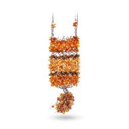 Чехол плетёный для карт/ключей на шнурке, янтарь