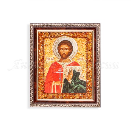 Икона из Янтаря св.Евгений купить в Новосибирске