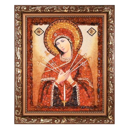 Икона-картина &quot;БМ Семистрельная&quot; из Янтаря купить