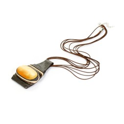 Колье &quot;Дуэт&quot; из Янтаря и нат кожи