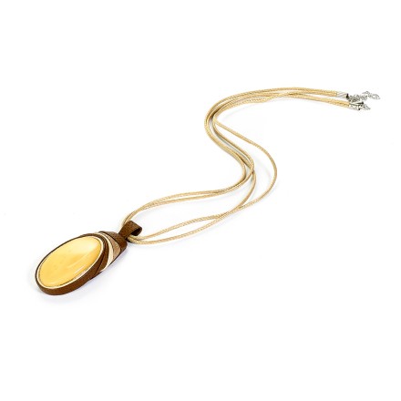 Колье &quot;Дуэт&quot; из Янтаря и нат кожи купить