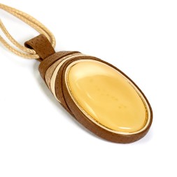 Колье &quot;Дуэт&quot; из Янтаря и нат кожи