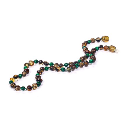 Бусы детские &quot;Мятый шар&quot; из Янтаря с малахитом купить