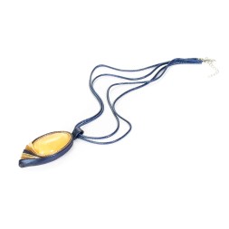 Колье &quot;Дуэт&quot; из Янтаря и нат кожи